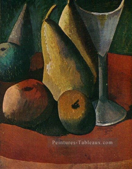 Verre et fruits 1908 cubiste Pablo Picasso Peintures à l'huile